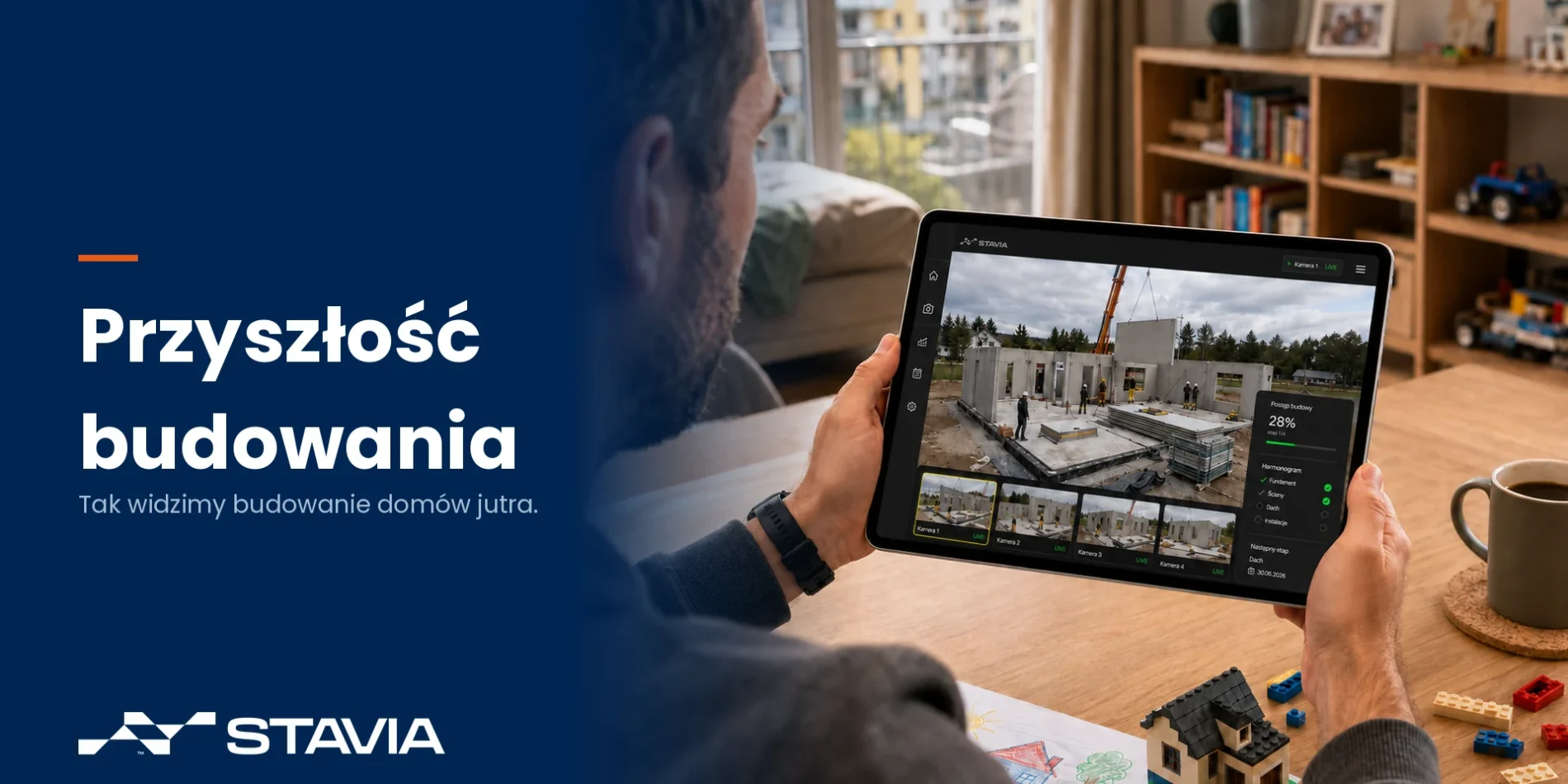 Monitoring budowy domu online na tablecie – podgląd placu budowy STAVIA